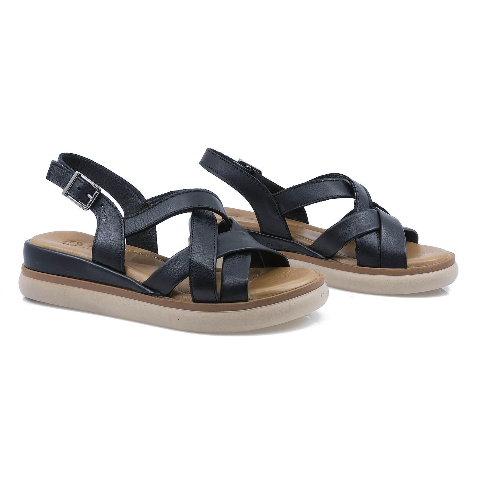 Sandale Dama, Caspian, Cas-23808, Casual, Piele Naturala, NEGRU