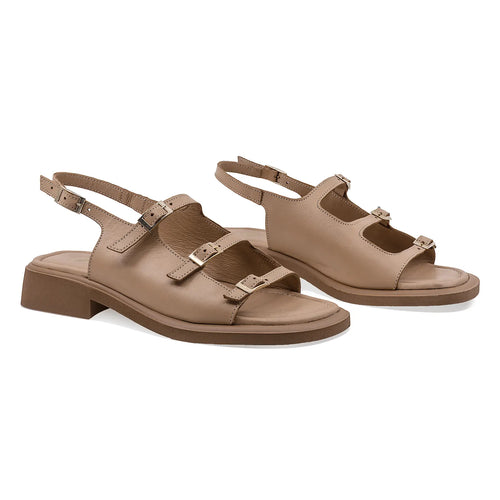 Sandale Dama, Caspian, Cas, 248, Casual, Piele Naturala, Bej