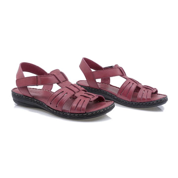 Sandale dama, Caspian, Cas-34, Casual, Piele Naturala, Bordo