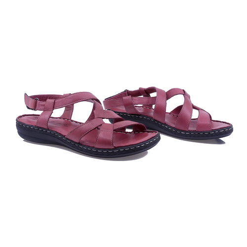 Sandale dama, Caspian, Cas-459, casual, piele naturala, bordo