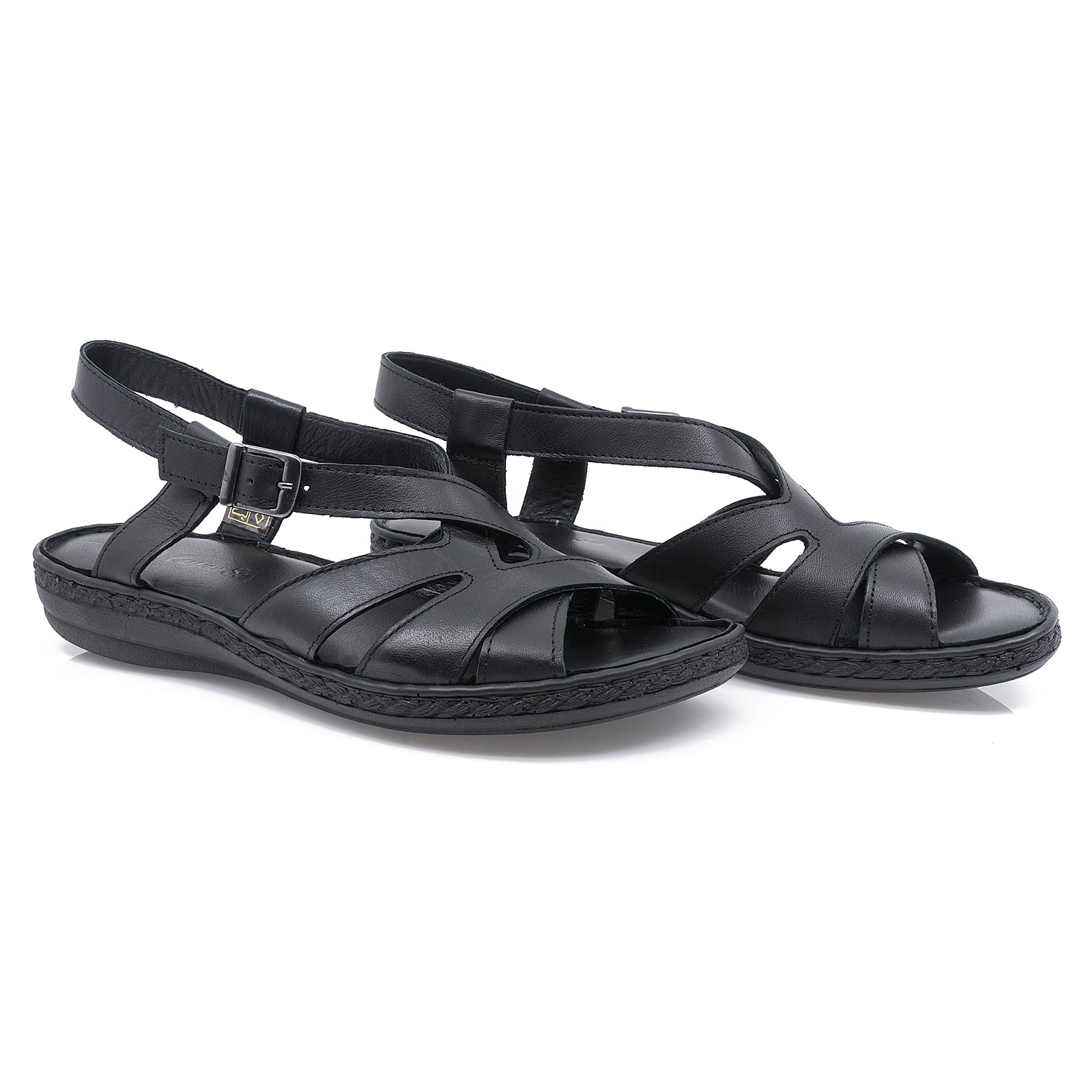 Sandale dama, Caspian, Cas-494-T453, casual, piele naturala, negru