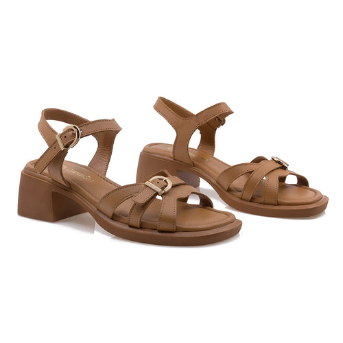 Sandale Dama, Caspian, Cas, 645, Casual, Piele Naturala, Coniac