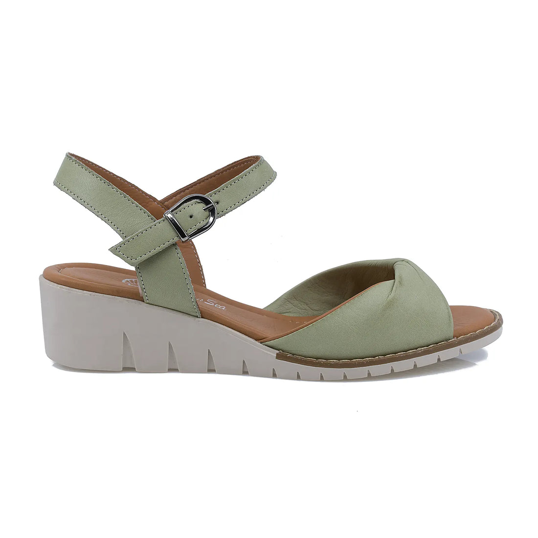 Sandale Dama, Caspian, Cas-085-90, Casual, Piele Naturala, Verde/coniac