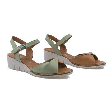 Sandale Dama, Caspian, Cas-085-90, Casual, Piele Naturala, Verde/coniac