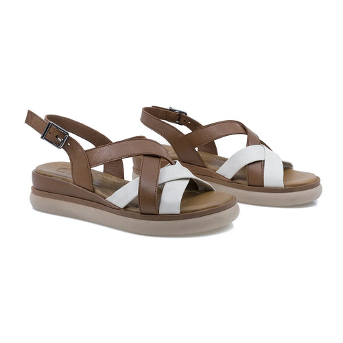 Sandale Dama, Caspian, Cas-23808, Casual, Piele Naturala, Coniac/Bej