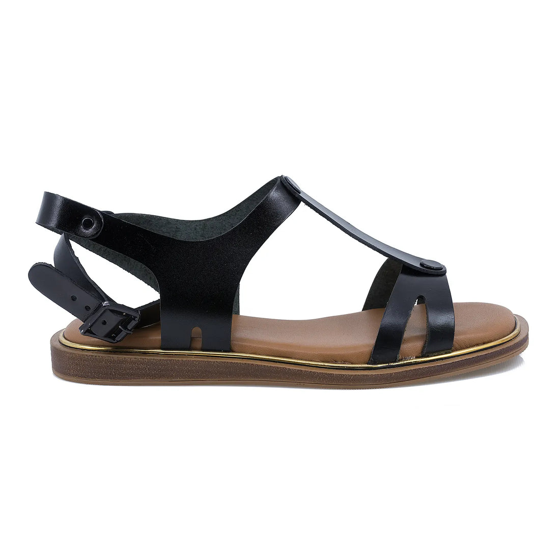 Sandale dama, Caspian, Cas-H304, Casual, Piele naturala, Negru