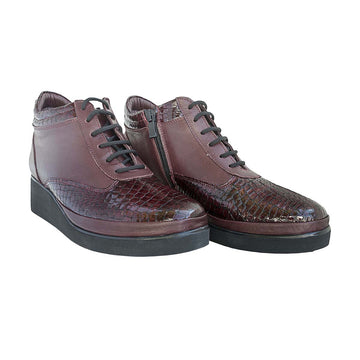 Ghete dama Caspian, Cas-168, casual, piele naturala croco, bordo