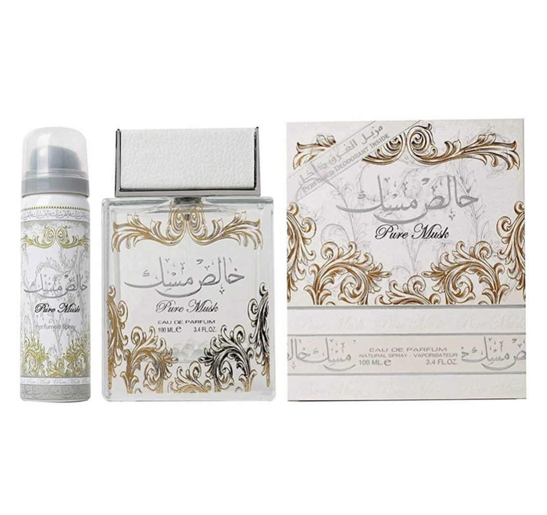 Parfum-Set Unisex, Arabesc, Lattafa, Pure Musk, Apa de Parfum 100 ml +  Deodorant 50 ml