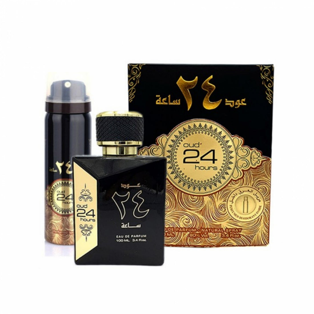 Parfum-Set Unisex, Arabesc, Ard Al Zaafaran, Oud 24 Hours, Apa de Parfum 100 ml +Deodorant 50 ml