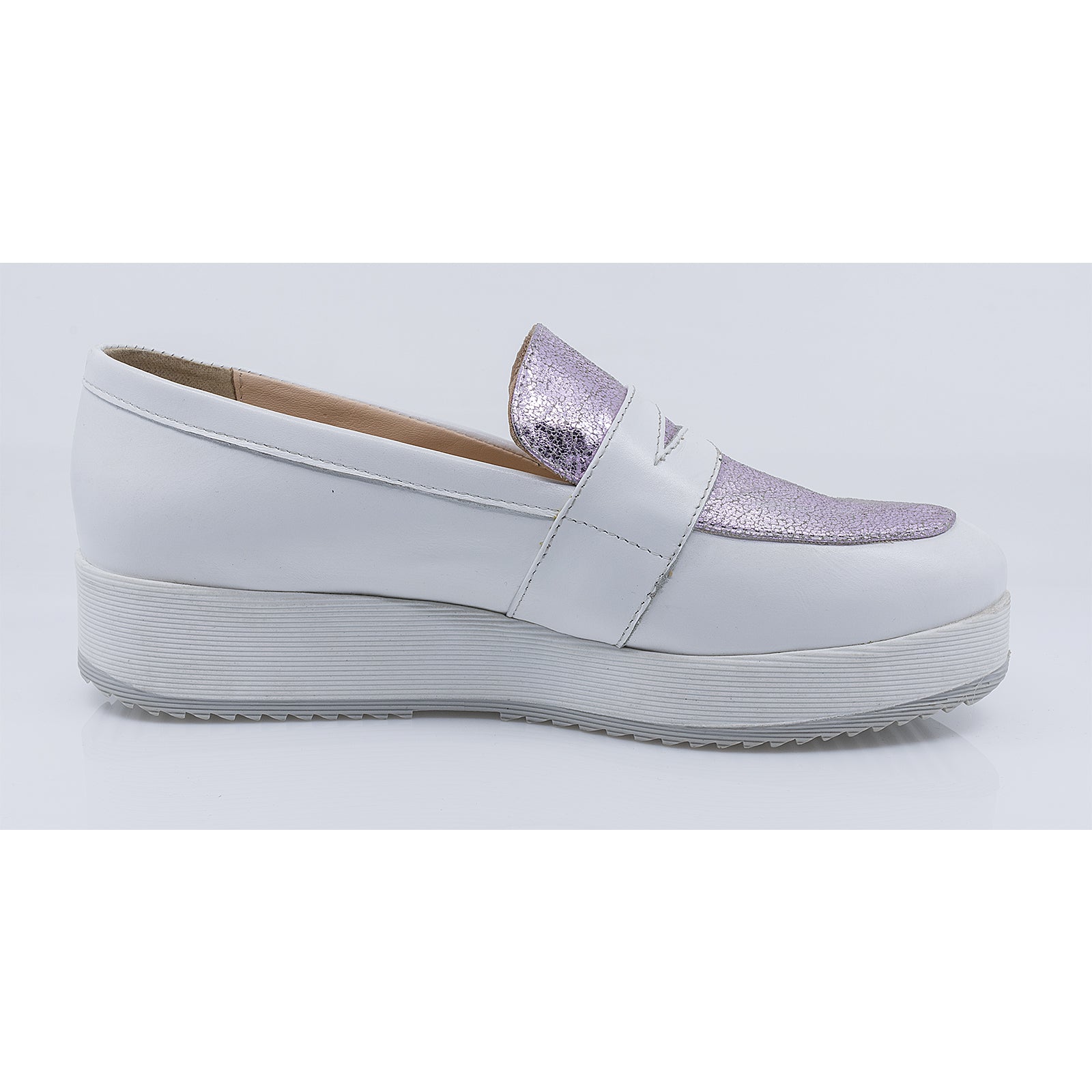 Pantofi  dama, CAS-Adriana/2,  Piele naturala alb/mov