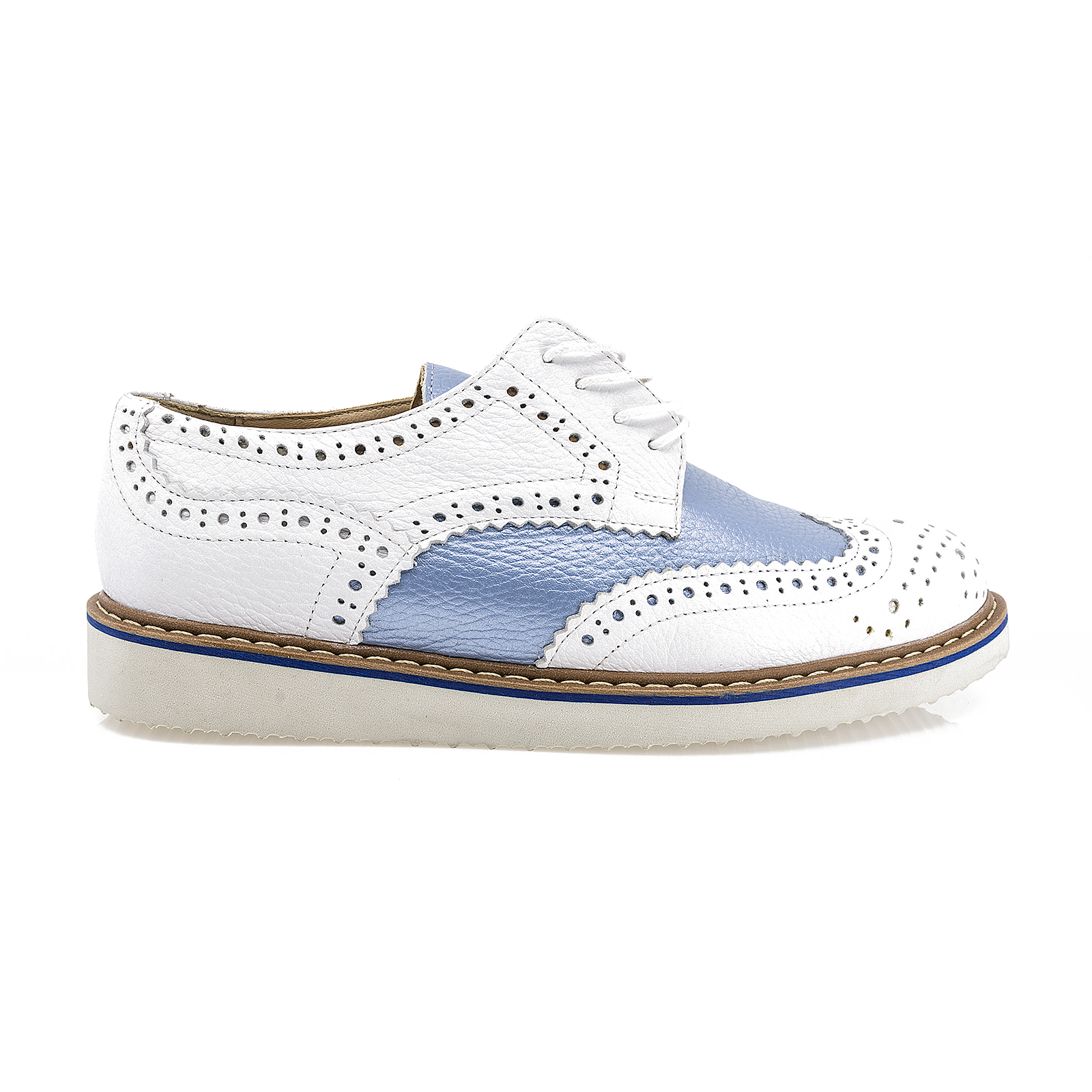 Pantofi dama,  Cas-Lorena,  Piele naturala bizonat alb/albastru