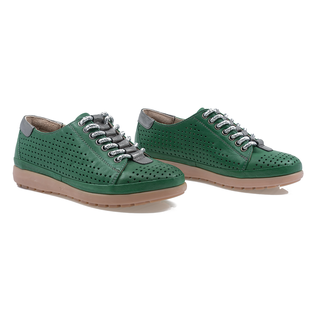 Pantofi Dama, Caspian, CAS-1220-P, Casual, Piele Naturala, Verde