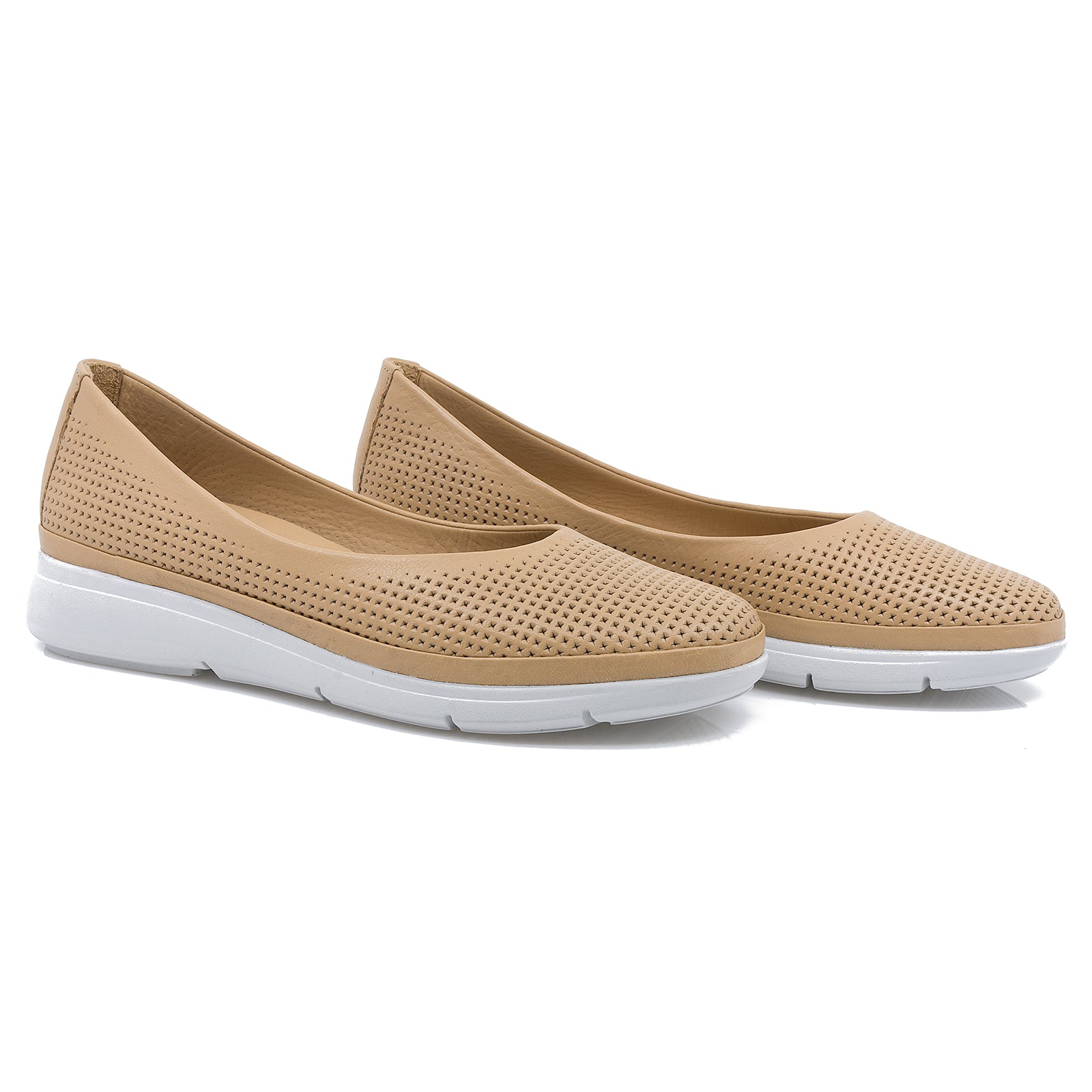 Balerini dama, Caspian, Cas-402-B, casual, piele naturala, camel