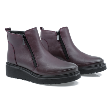 Ghete Dama Cas-3533 Piele Naturala, Bordo