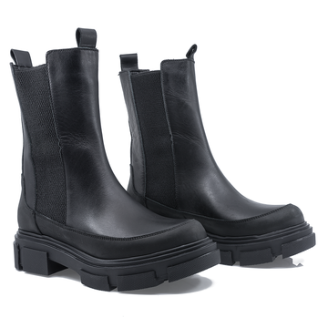 Botine Dama Cas-401 Piele Naturala NEGRU