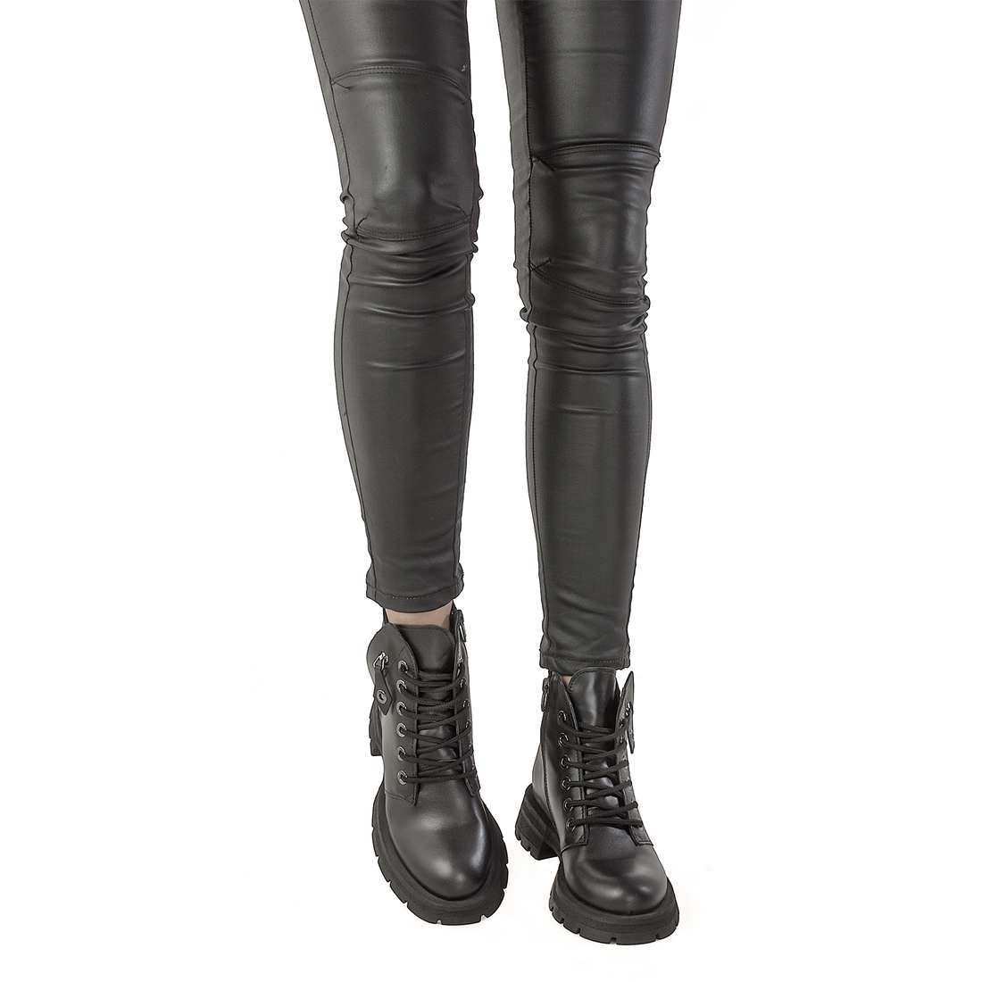 Ghete Dama Color Piele Naturala, Negru