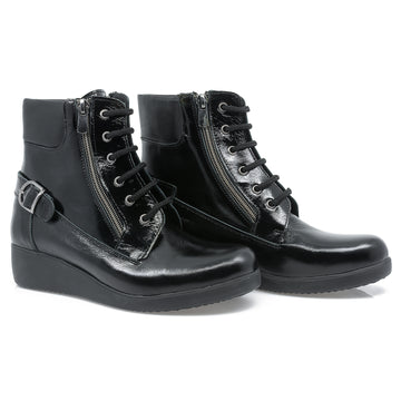 Ghete dama, Caspian, Cas-176 , Casual, Piele lacuita, Negru