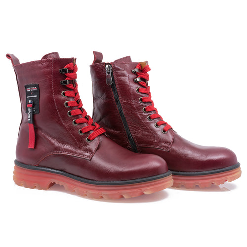 Ghete dama Caspian, Cas-Astra-T-ARI, Casual, Piele naturala, Bordo