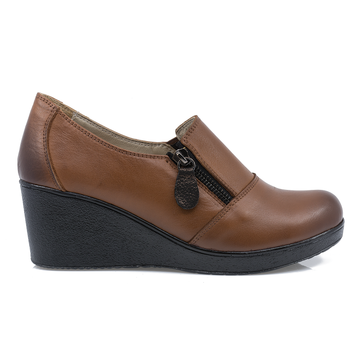 Pantofi dama, Caspian, Cas-6003, casual, piele naturala, coniac