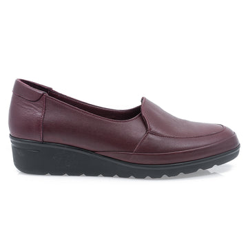 Pantofi dama,   Caspian, Cas-3501,  Piele naturala, Bordo