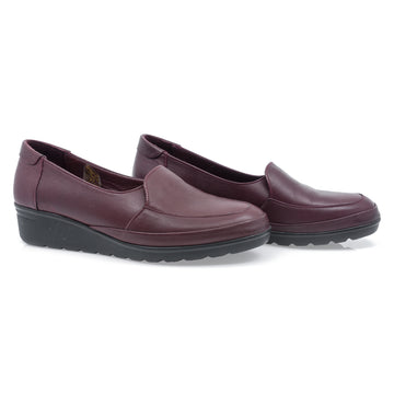 Pantofi dama,   Caspian, Cas-3501,  Piele naturala, Bordo