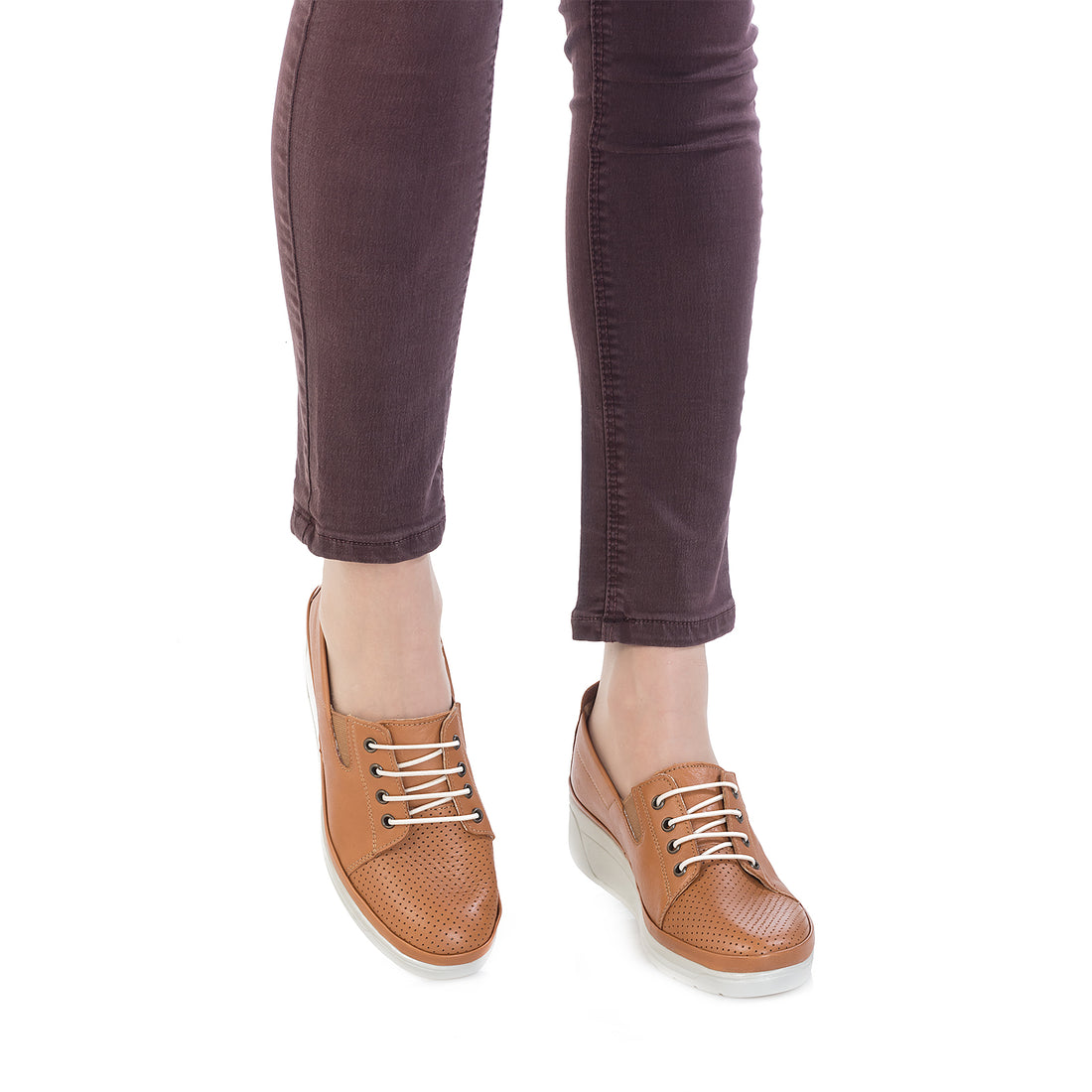 Pantofi dama, Caspian, Cas-3509/2, casual, piele naturala, coniac