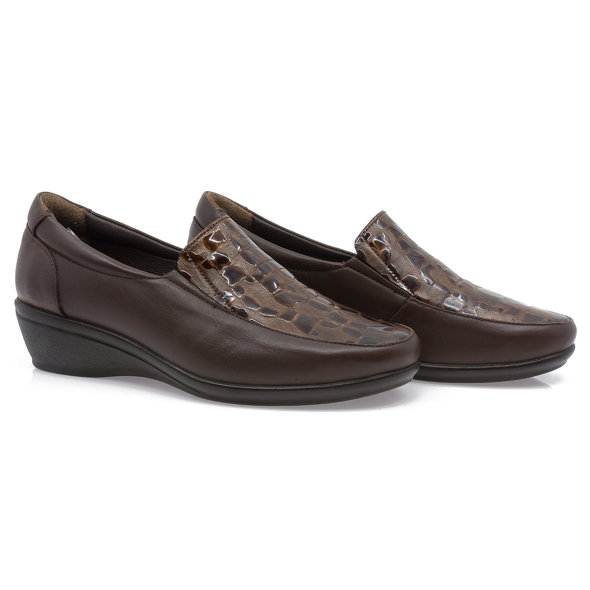 Pantofi dama, Caspian, CAS-189, casual, piele naturala, maro/croco