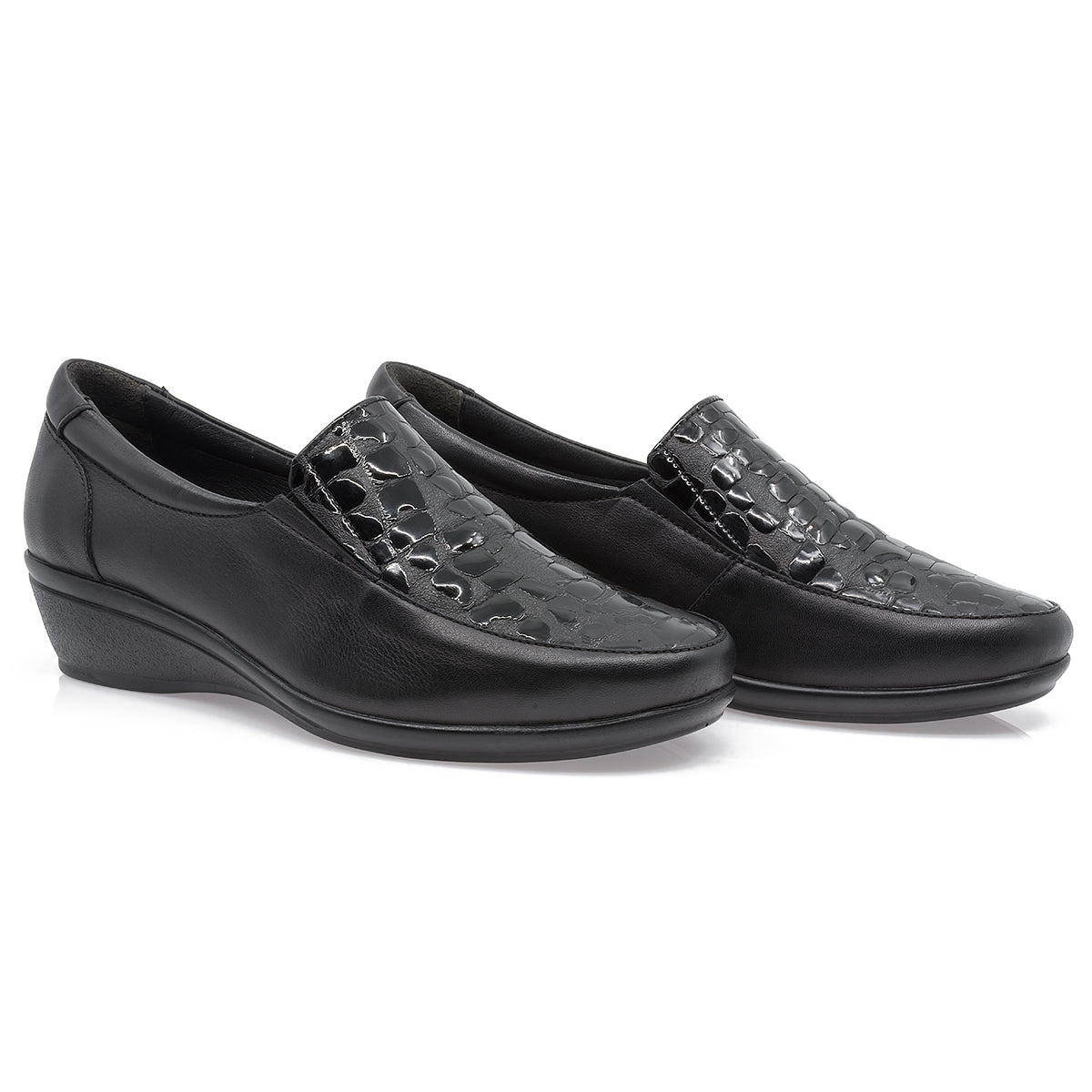 Pantofi dama, Caspian, CAS-189, casual, piele naturala, negru/coroco
