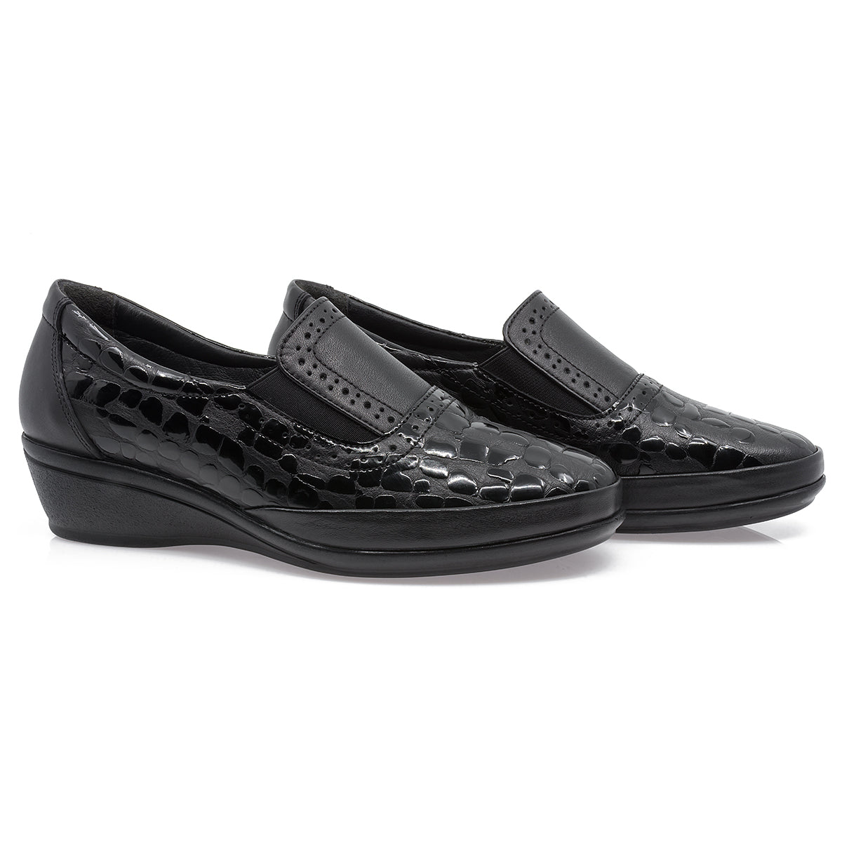 Pantofi dama, Caspian, CAS-190, casual, piele naturala lacuita, negru