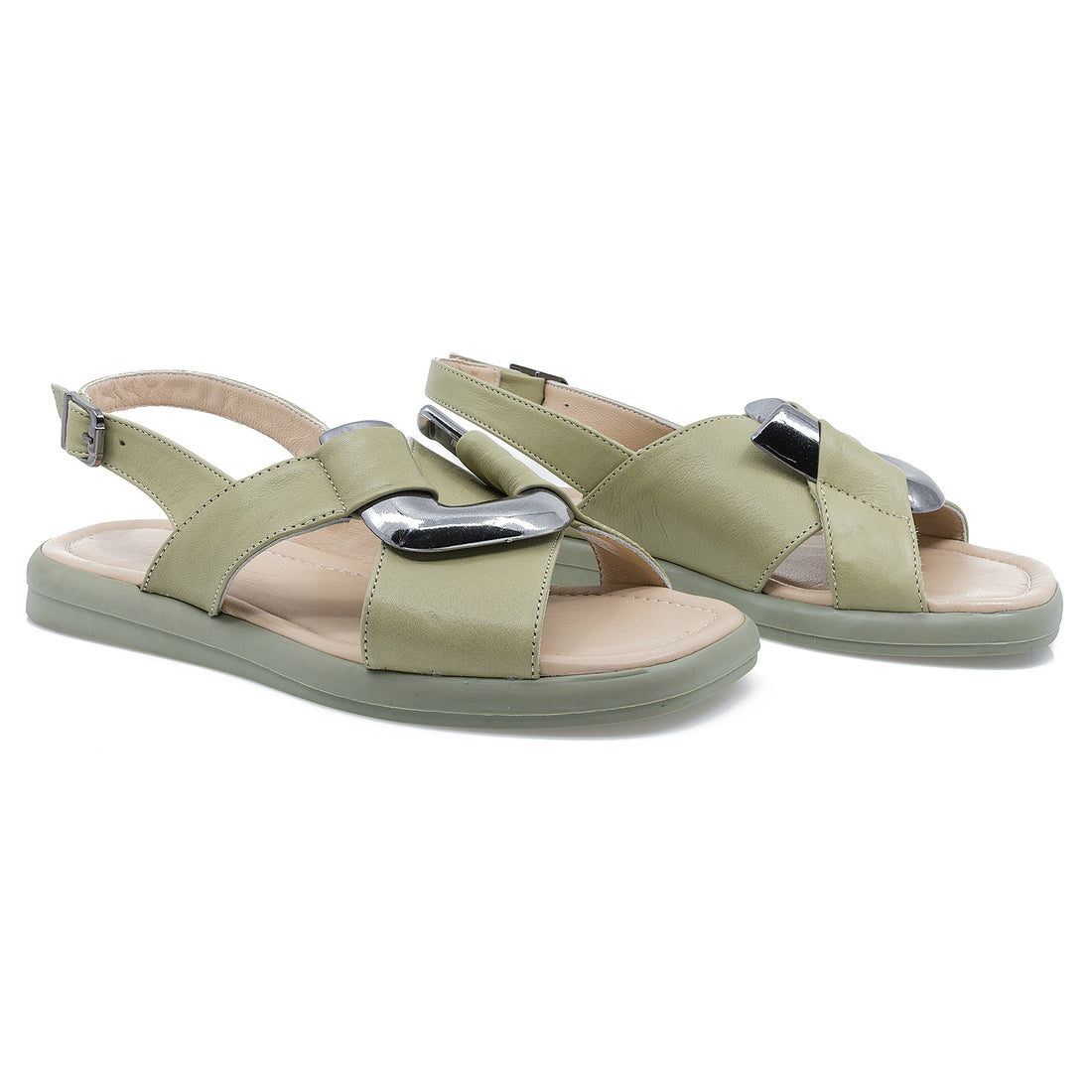 Sandale dama, Caspian, Cas-102, casual, piele naturala, verde