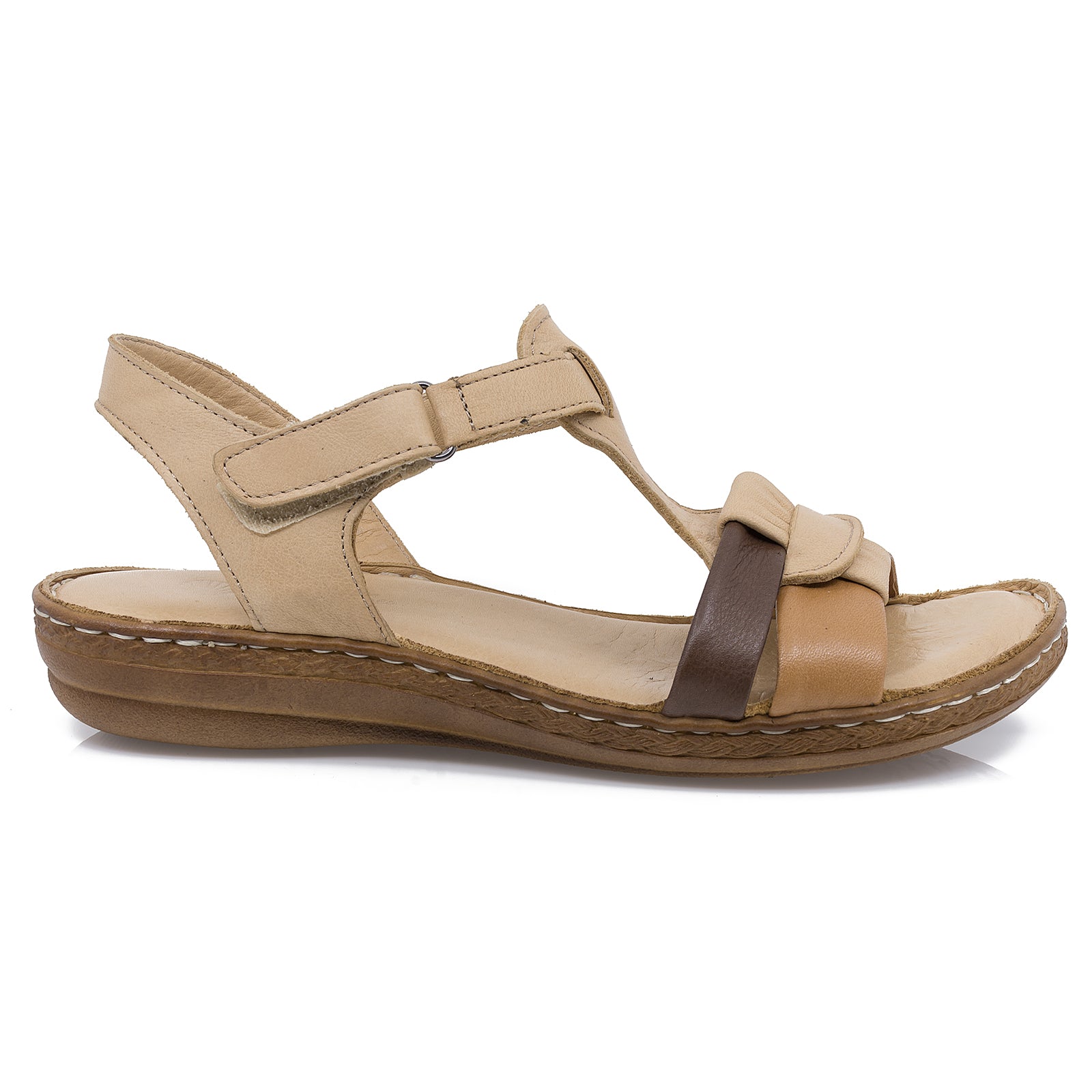 Sandale dama Caspian, Cas-1122-T453, casual, piele naturala, capucino