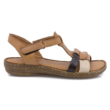 Sandale dama, Caspian, Cas-1122-T453, casual, piele naturala, coniac