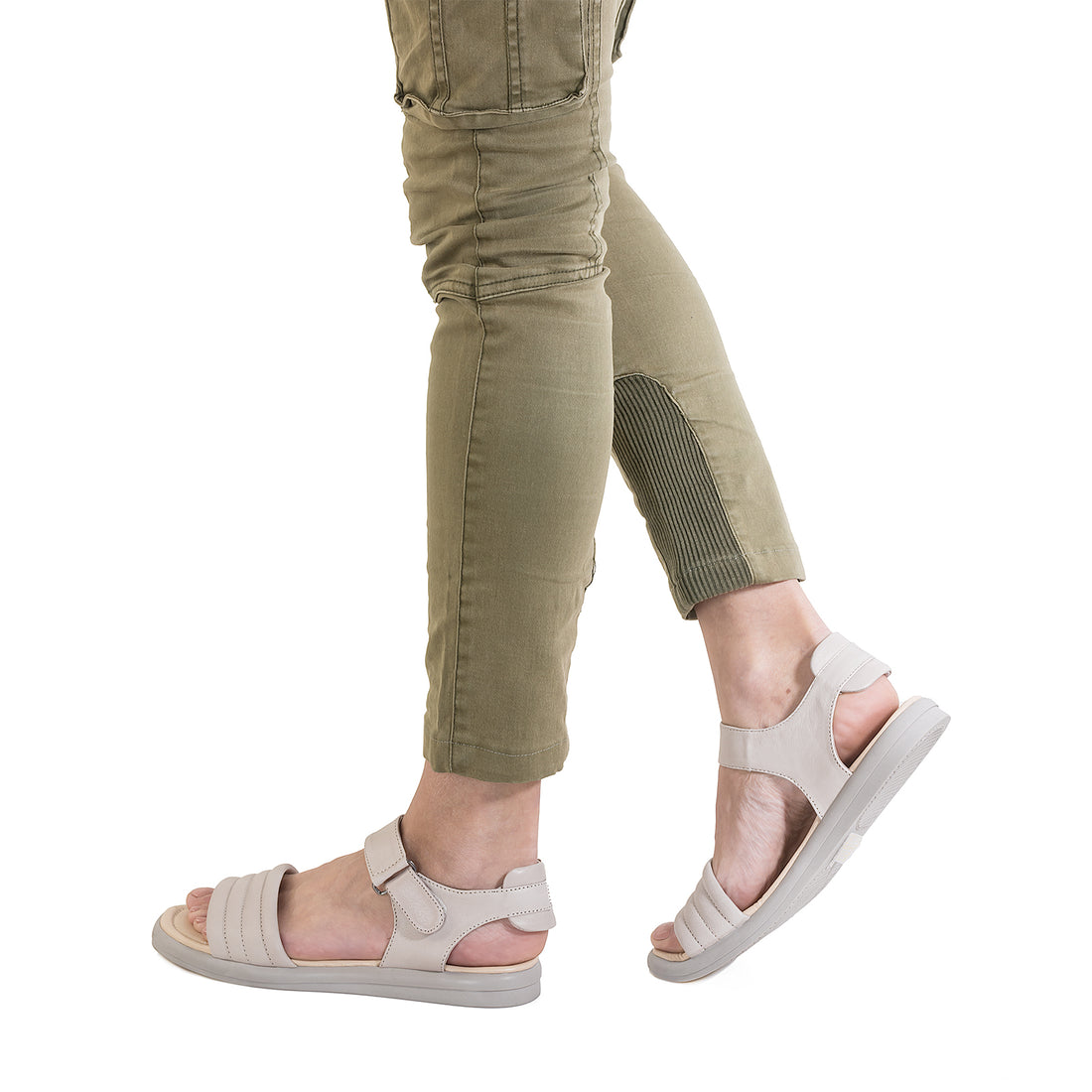 Sandale dama, Caspian, Cas-D-113, casual, piele naturala, gri