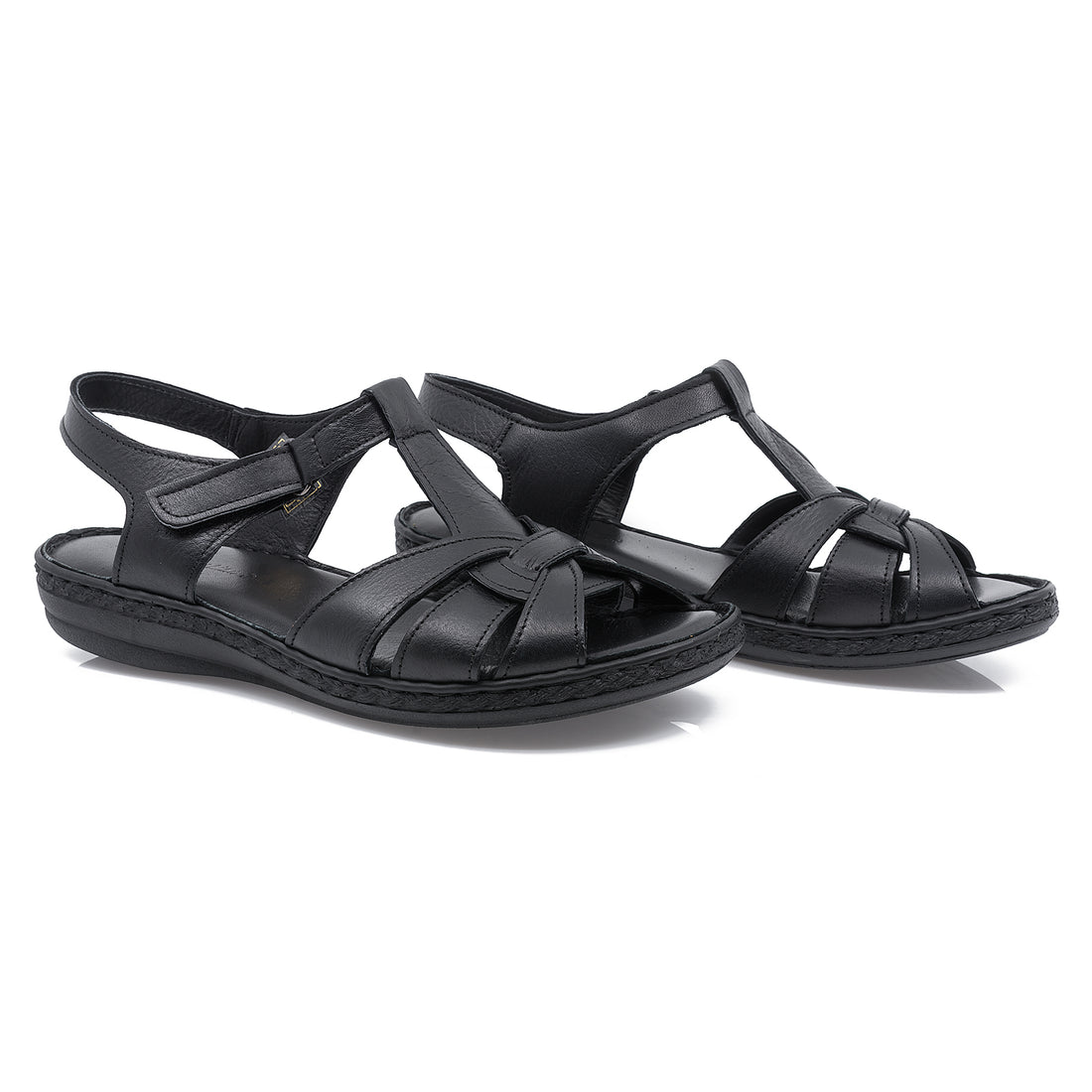 Sandale dama, Caspian, Cas-1244-T453, casual, piele naturala, negru