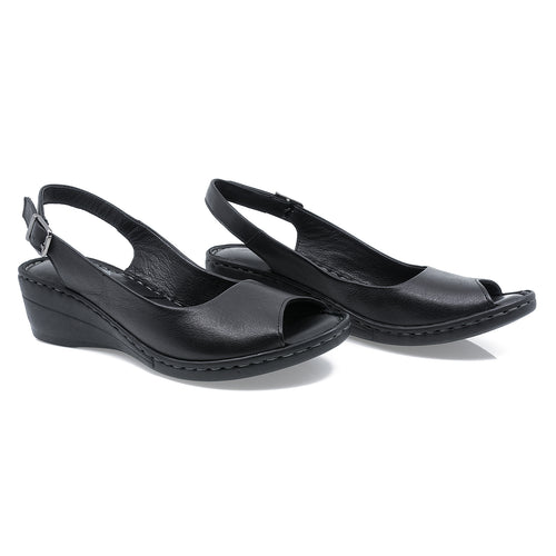 Sandale dama, Caspian, Cas-402, casual, piele naturala, negru