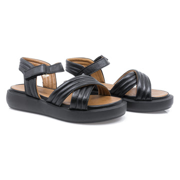 Sandale dama  Caspian, Cas-AL07, casual, piele naturala, negru