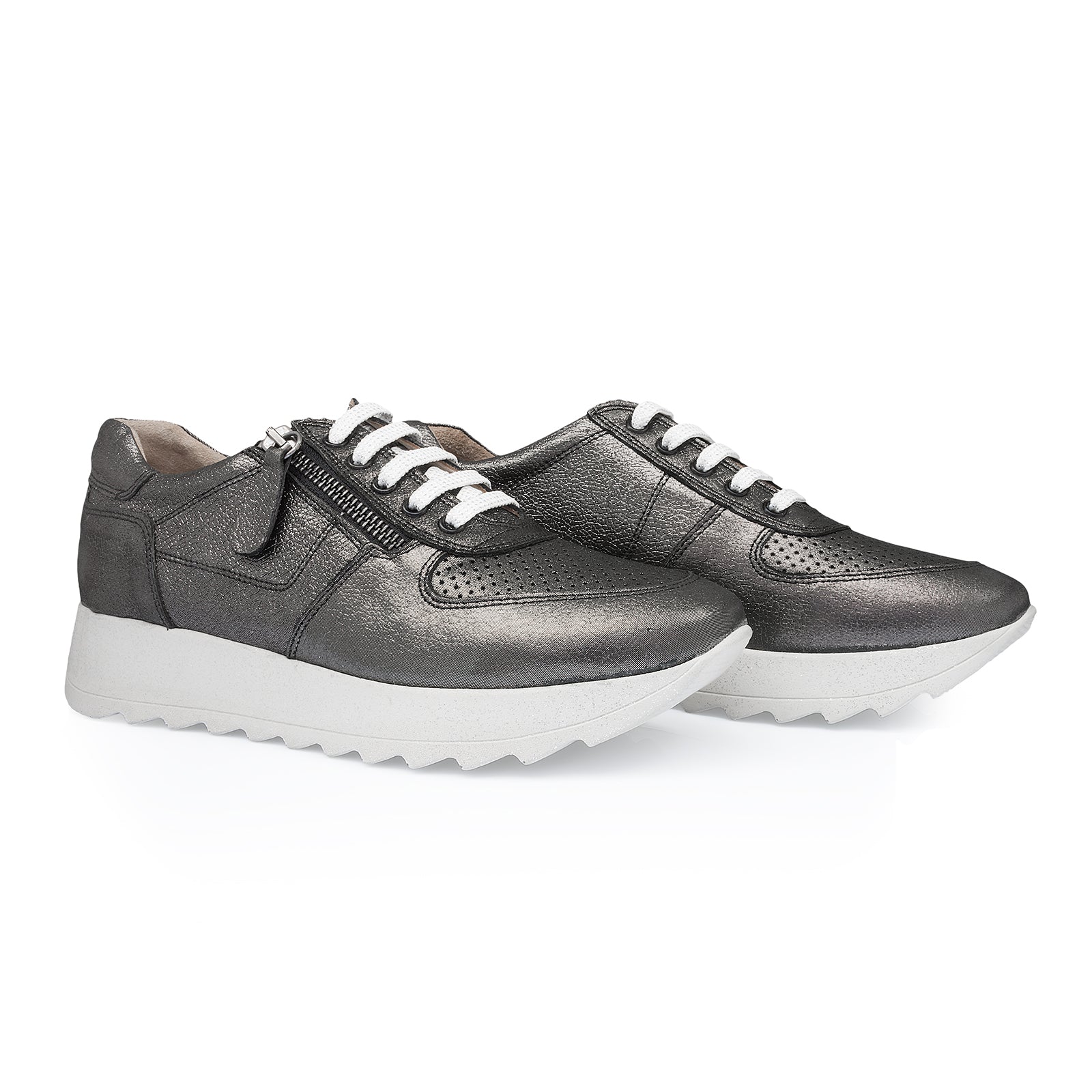 Pantofi dama, Caspian, Cas-1301, casual, piele naturala, negru argintiu